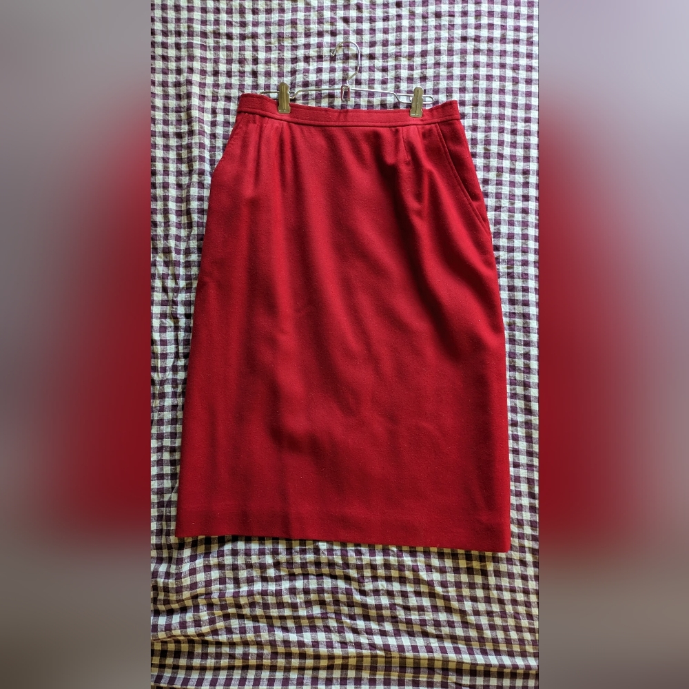 Red Wool Holiday Skirt